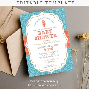 Crawfish Boil Couples Baby Shower Invitation, Editable Digital File, All Text Can Be Edited, Try Before You Buy!
