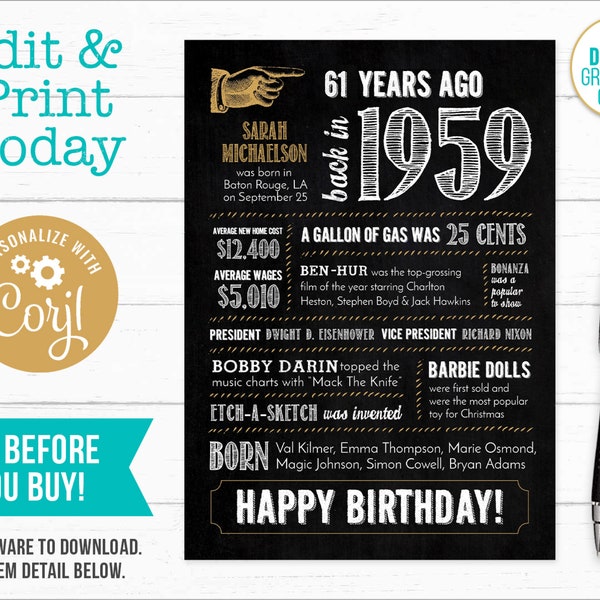 1959 Birthday - Etsy