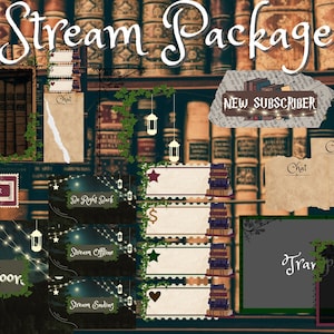 Cozy Twitch Overlay | Dark Academia, Lofi, Books, Aesthetic, Nature, Animated | Stream Overlay Package