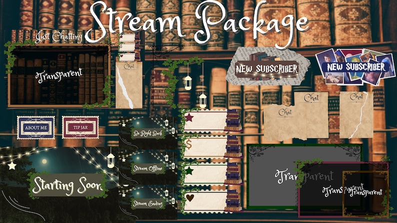 Image Library Overlay Dark Academia Animated Stream Overlay Package | Twitch, Lofi (digital ...