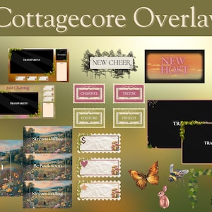Cottagecore Twitch Overlay | Cozy, Whimsical, Nature, Animated, Lofi, Aesthetic, Animals | Stream Overlay Package