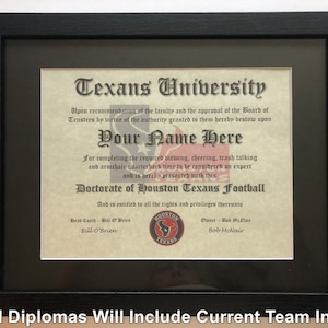 Houston Football NFL # 1 Fan-Zertifikat Man Cave Diplom Perfektes Geschenk