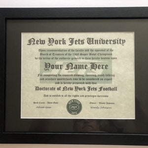 New York Football NFL #1 Fan Urkunde Man Cave perfektes Geschenk