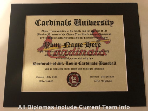 Personalized St. Louis Cardinals Baseball Ultimate Fan Diploma