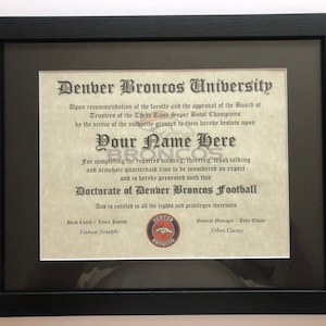 Denver Football NFL # 1 Fan-Zertifikat Man Cave Diplom Perfektes Geschenk
