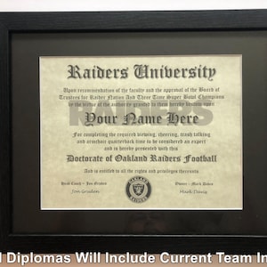 Oakland Las Vegas Football NFL # 1 Fan-Zertifikat Man-Cave-Diplom Perfektes Geschenk