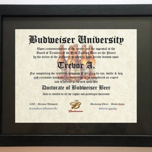 Budweiser Fan Urkunde Männerhöhlendiplom