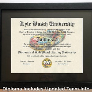 Kyle Busch Nascar #1 Fan Zertifikat Man Cave perfektes Geschenk