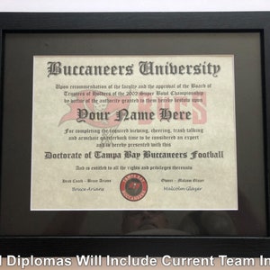 Tampa Bay Football NFL # 1 Fan-Zertifikat Man Cave Diplom Perfektes Geschenk