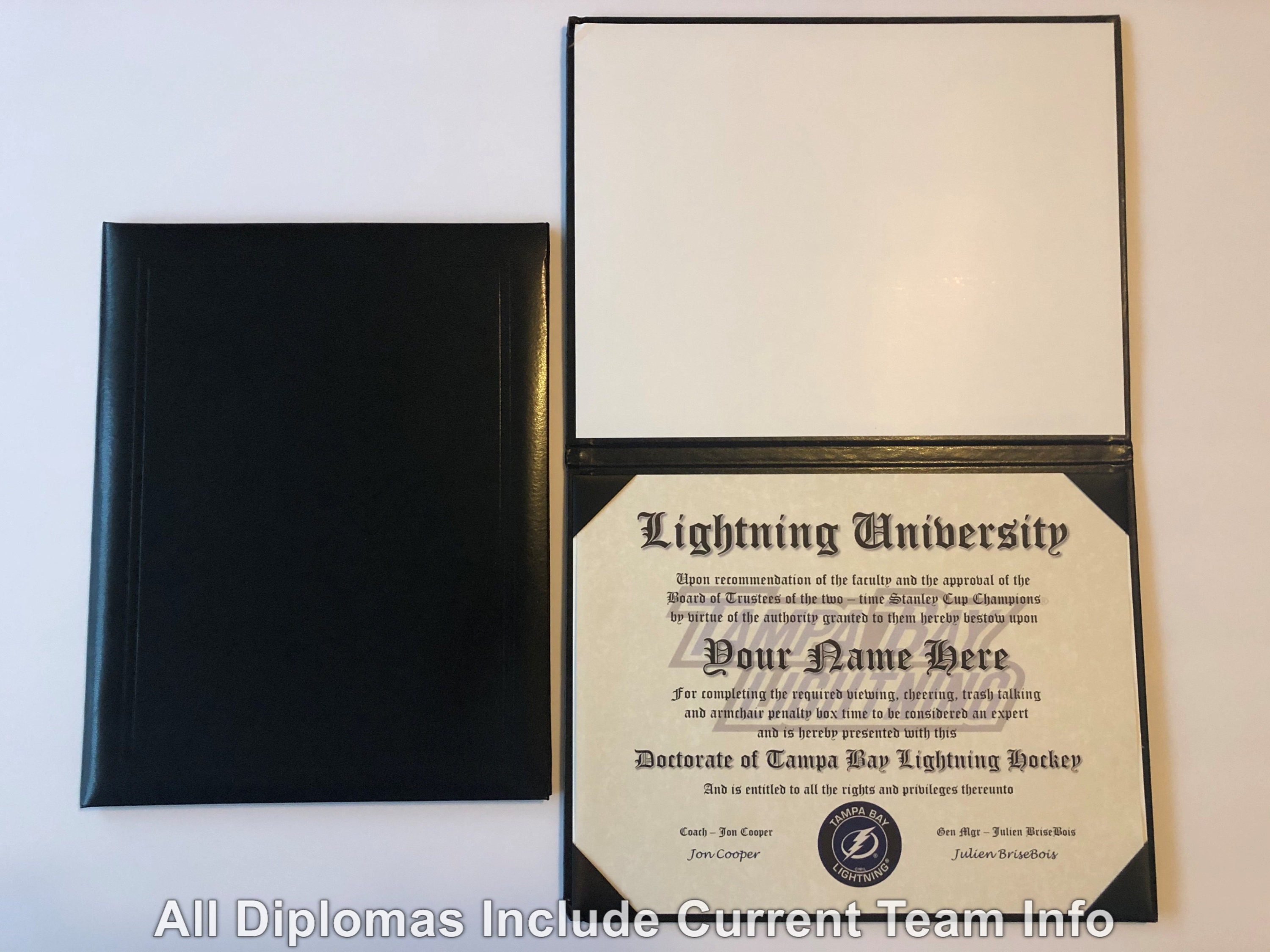 Tampa Bay Lightning Ultimate Hockey Fan Personalized Diploma