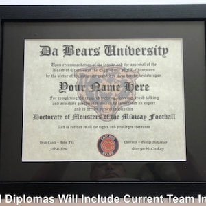 Certificado para fanático de la NFL de Chicago Football, número 1, diploma para cueva de hombre, regalo perfecto