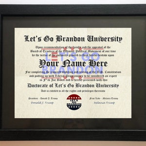 Lets Go Brandon #1 Fan Zertifikat Man Cave FJB F*ck Joe Biden Diplom