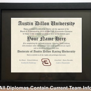 Austin Dillon Nascar #1 Fan Zertifikat Man Cave perfektes Geschenk