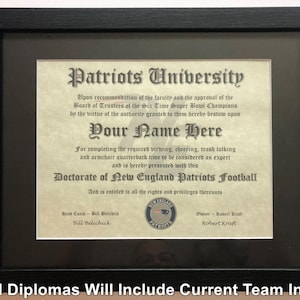 New England Football NFL # 1 Fan-Zertifikat Man Höhle Diplom Perfektes Geschenk