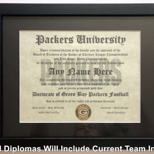 Green Bay Packers Stock Certificate Frame - Etsy