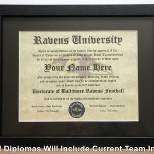 Baltimore Ravens NFL 1 Fan Certificate Man Cave Diploma Perfect Gift - Etsy