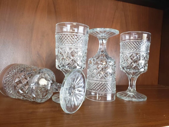 Anchor Hocking Wexford Crystal Water Goblets or Wine Glasses Set