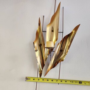 Gold metal mid-century wall candle sconce sculptural wall hanging image 9