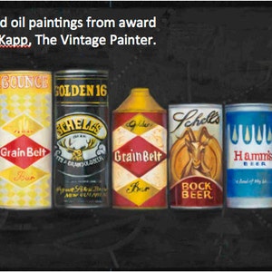 Painting of vintage beer cans in oil large sized art