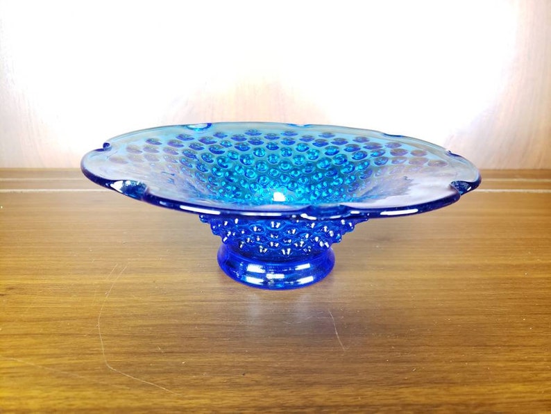 Hobnail bowl colonial blue collector glass dish image 1