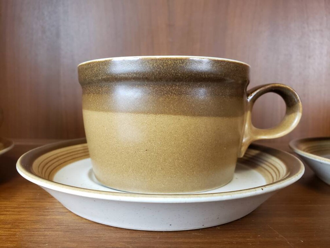 Mikasa Potters Art Buckskin Coffee Cup Saucer Set of 4 Ben Etsy