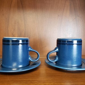 Pfaltzgraff morning light coffee cup and saucer set of 2 blue black geometric dishes image 10