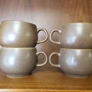 Denby Langley Russet Coffee cup set of 4 dark brown outside and cream speckled inside