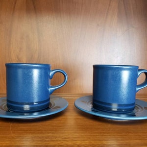 Pfaltzgraff morning light coffee cup and saucer set of 2 blue black geometric dishes image 1