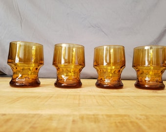 Libbey Georgian Amber honeycomb tumblers set of 4