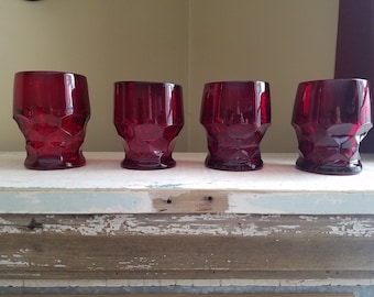 Anchor Hocking Ruby red short tumbler set of 4