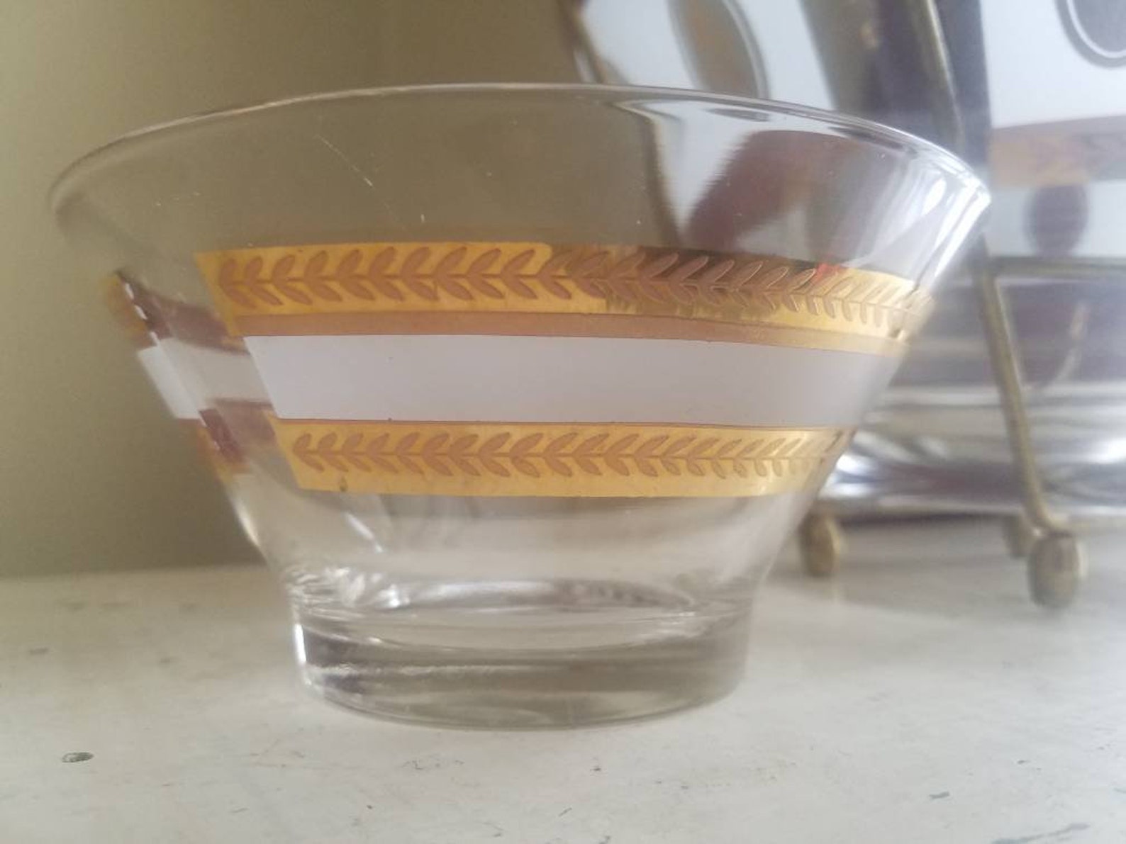 Vintage Chip and dip set wheat pattern white and gold 2 bowl Etsy
