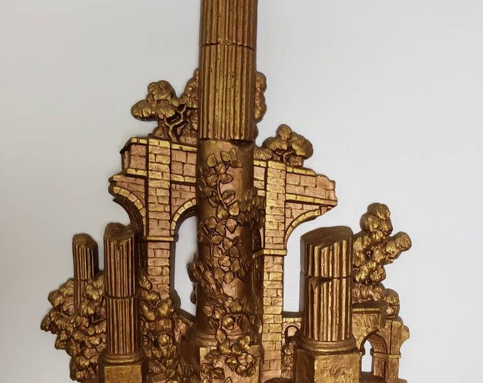 Homco Greek Resin Roman Columns Wall Decor 7265 Hollywood Regency Gold