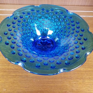 Hobnail bowl colonial blue collector glass dish image 2