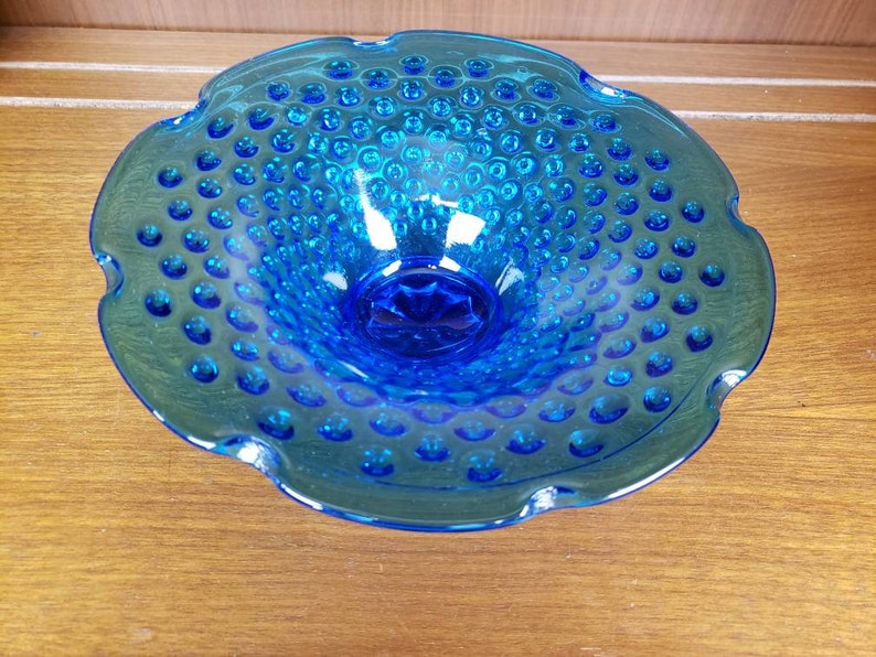 Hobnail bowl colonial blue collector glass dish image 2