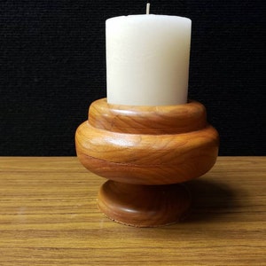 Wood turned candlestick holder
