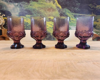 Tiffin Franciscan Madeira plum amethyst footed goblets set of 4 vintage drinkware