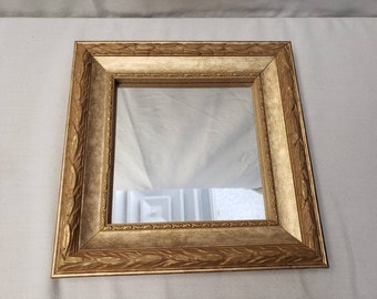 Mirror square gold wood framed decorative frame with leaf patterns