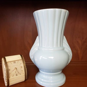 Vintage blue vase small sculptural vase in light blue