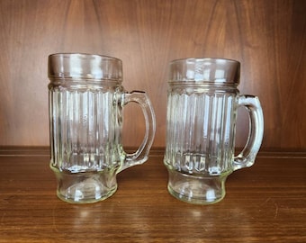 Anchor Hocking beer glass tumbler Set of 2 ridged jelly jar clear glassware