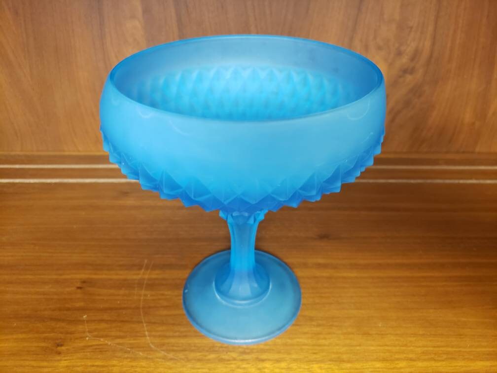Indiana Glass Candy Dish Pedestal Bowl Blue Diamond Point Etsy Indiana Glass Candy Dish Pedestal Bowl Blue Diamond Point Etsy