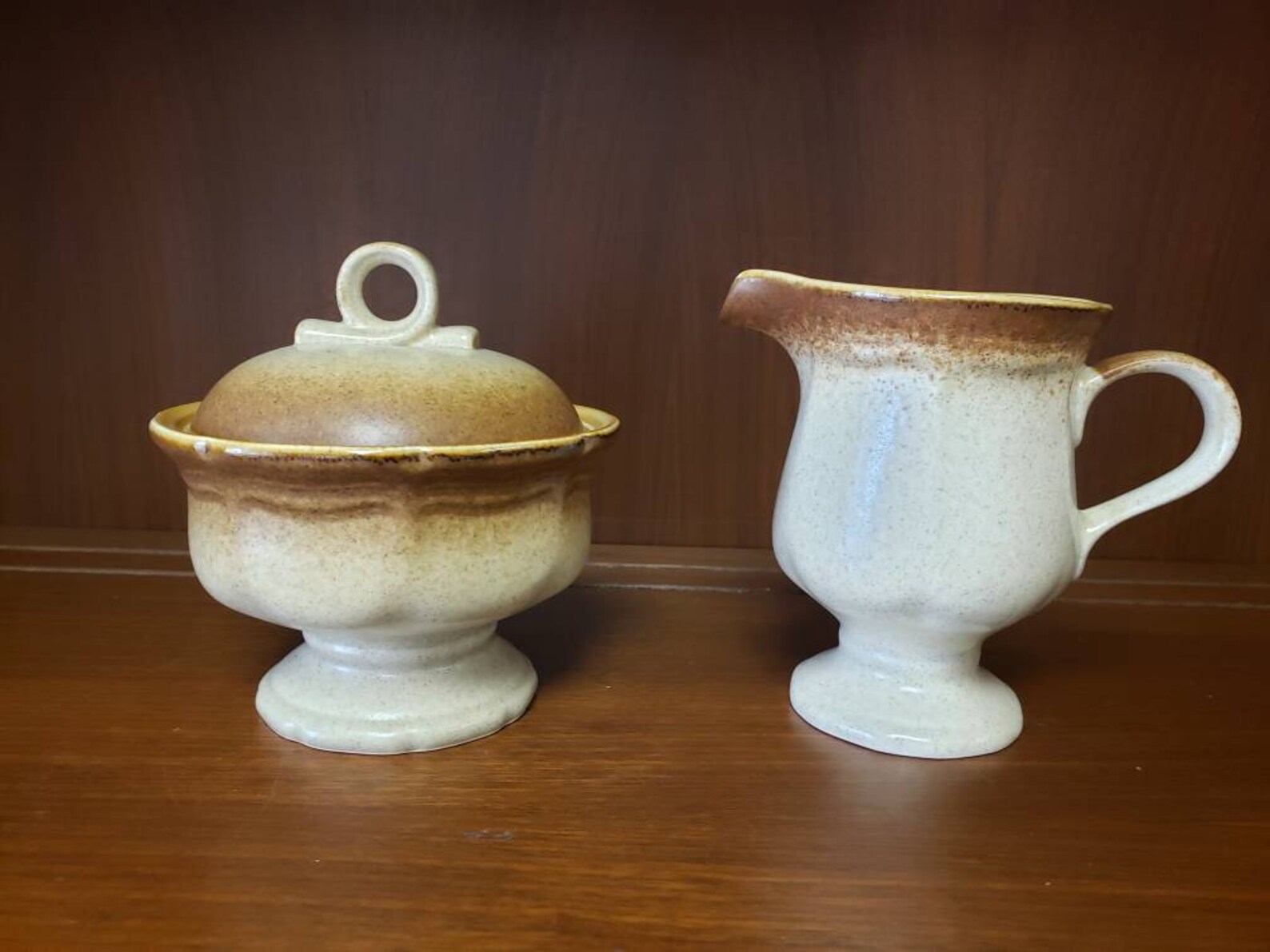 Mikasa Whole Wheat Sugar and Creamer Set E8000 Brown and Cream Etsy