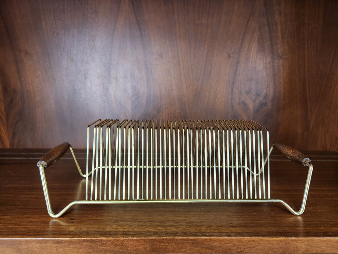 Vintage Gold Metal Record Rack Etsy