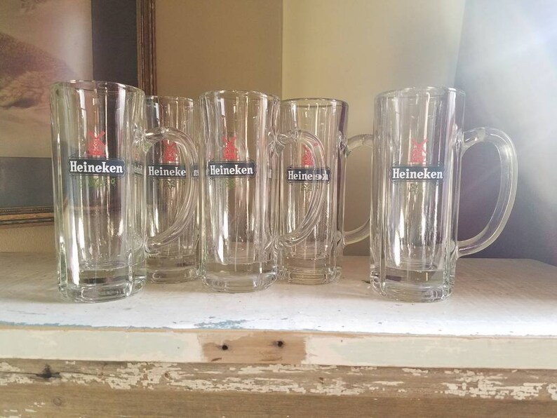 Heineken Beer Glass Stein or Mugs Set of 5 Windmill Amsterdam Etsy