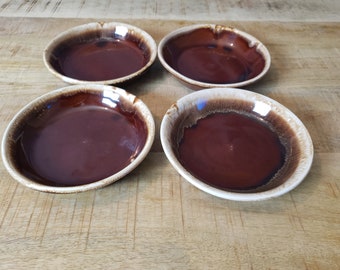 McCoy brown drip bowls set of 4 vintage dishware brown and cream bowls USA