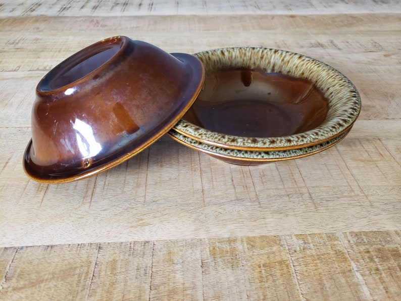 Canonsburg Pottery Carefree Ironstone brown drip bowl set of 3 image 10