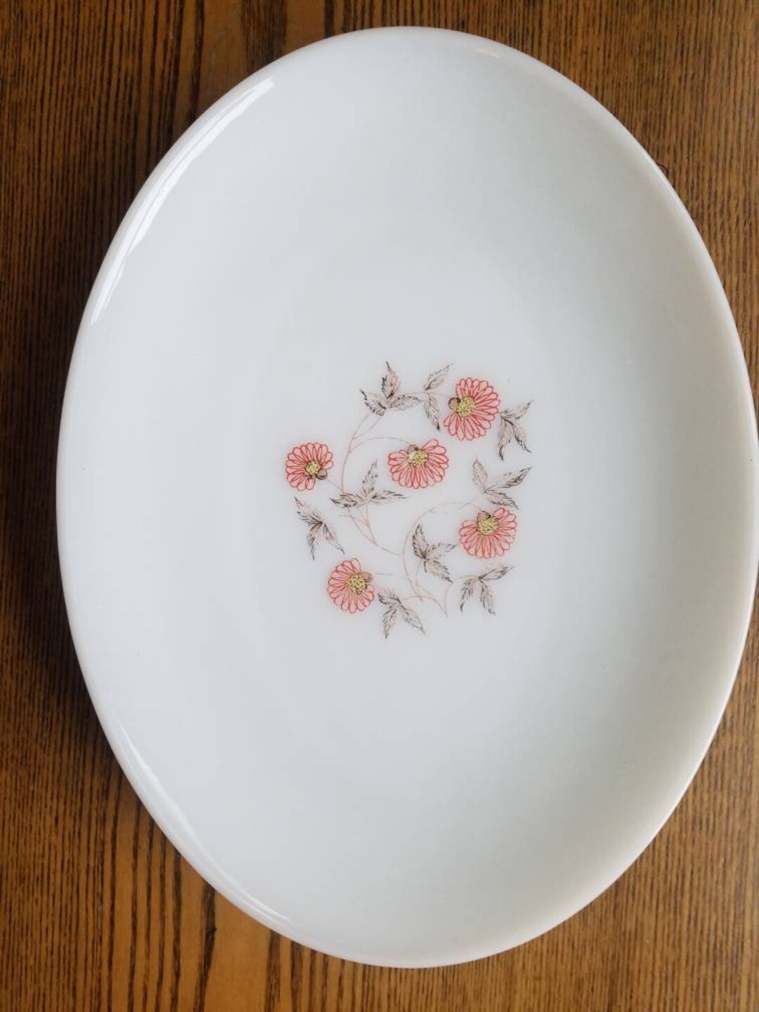 Fire King Platter Fleurette Pattern Milk Glass Etsy