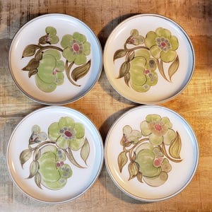 Denby Langley Troubadour Dinner plate set of 4 pink and green floral dishware