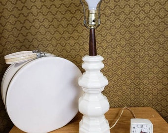Vintage Lamp creamy white ceramic sculptural lighting mid century modern pottery