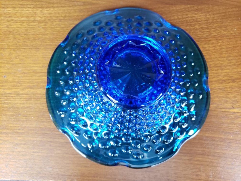 Hobnail bowl colonial blue collector glass dish image 6