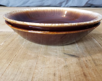 McCoy brown drip bowls set of 2 vintage dishware brown and cream bowls USA